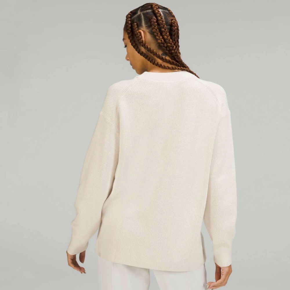 Lululemon | Merino Wool Blend Ribbed Crewneck Sweater White Opal Size 6 - Picture 2 of 14